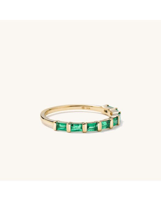 MEJURI Baguette Emerald Half Eternity Band in Yellow | Lyst