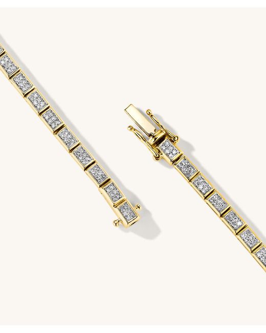 MEJURI Rectangular Micro Pave Diamond Tennis Bracelet in Natural Lyst