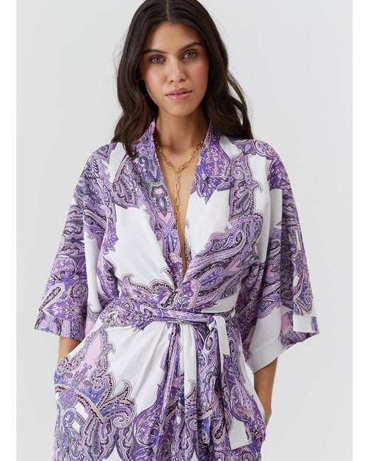 Melissa Odabash White Indria Amethyst Kaftan
