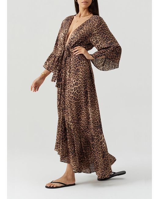 Melissa Odabash Natural Manon Cheetah Kaftan