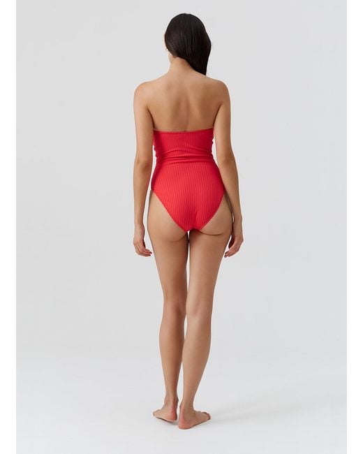 Odabash UK Red Cozumel Ribbed Swimsuit