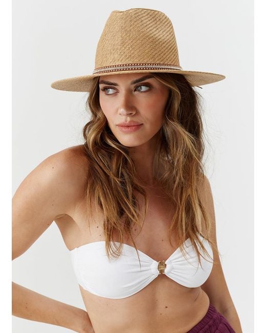 Melissa Odabash White Kate Stud Belt Hat