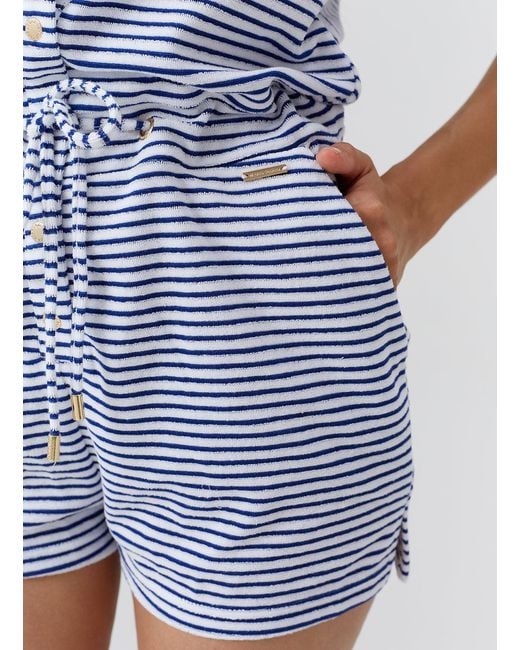 Melissa Odabash Blue Cheryl Stripe Playsuit