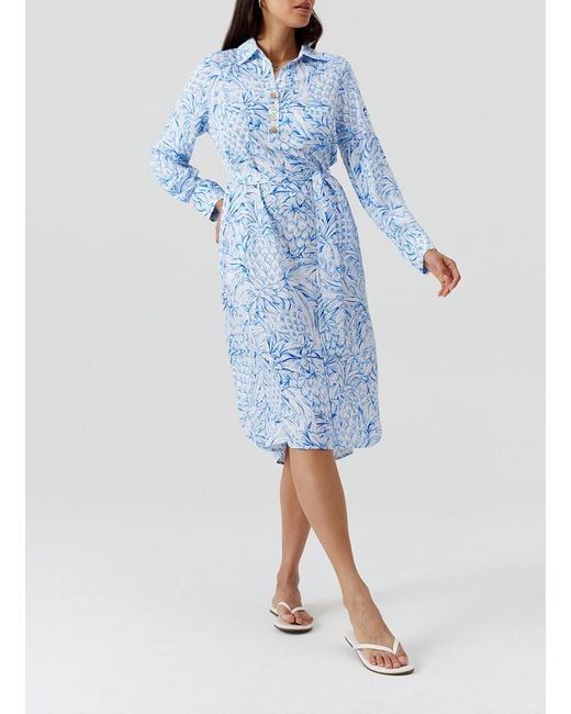 Melissa Odabash Blue Layla Pineapples Dress