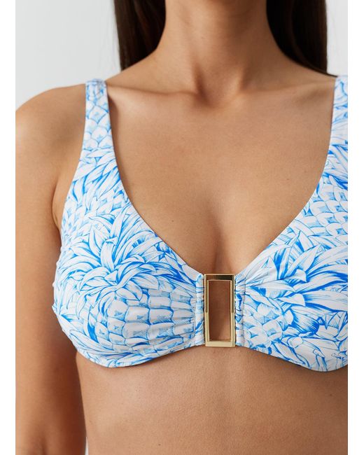 Melissa Odabash Blue Bel Air Pineapples Bikini Top
