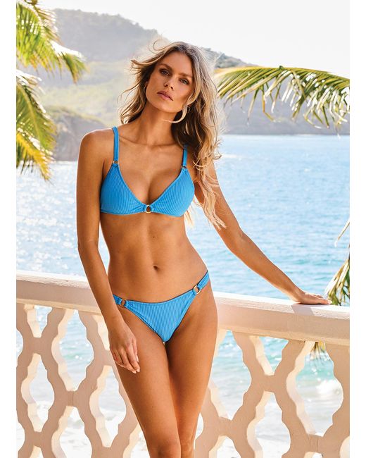 Melissa Odabash Blue Montenegro Ocean Ribbed Bikini Top