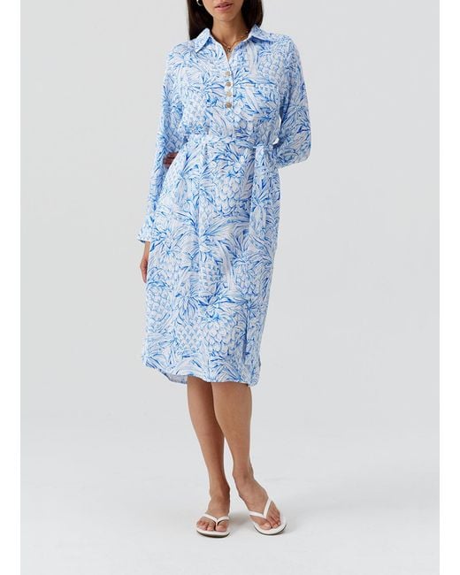 Melissa Odabash Blue Layla Pineapples Dress