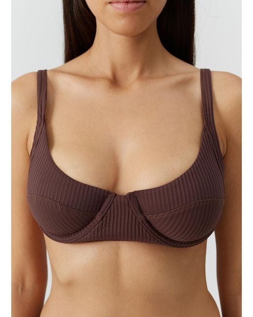 Melissa Odabash Purple Noto Ribbed Bikini Top