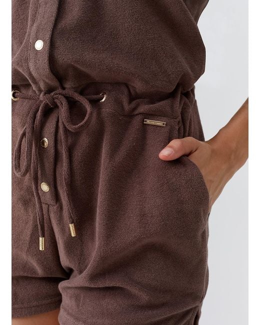 Melissa Odabash Brown Cheryl Coffee Playsuit