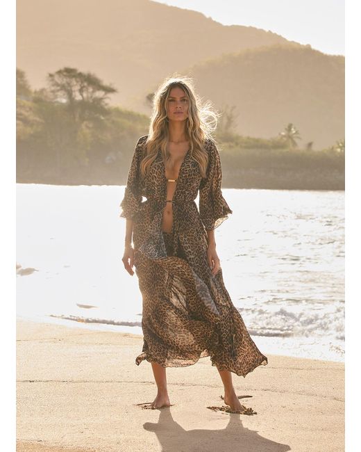Melissa Odabash Natural Manon Cheetah Kaftan