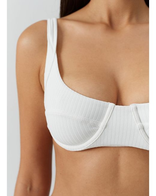 Melissa Odabash White Noto Cream Ribbed Bikini Top