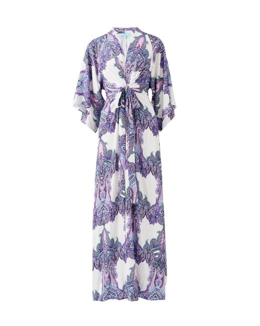 Melissa Odabash White Indria Amethyst Kaftan