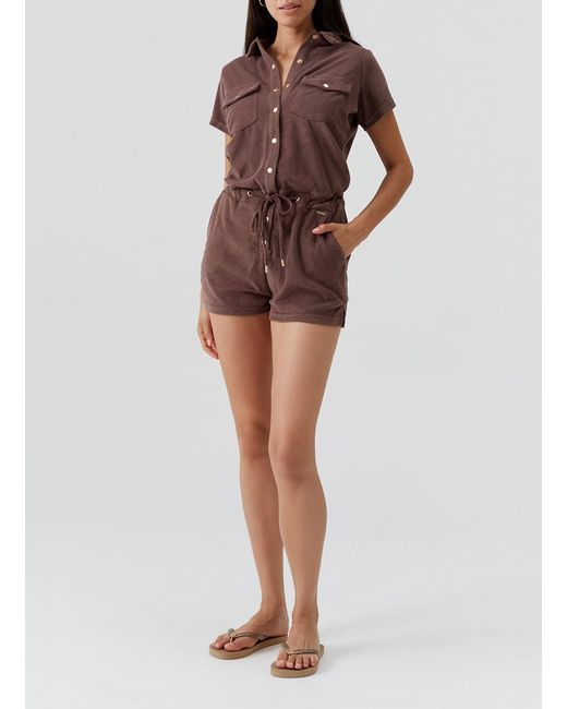 Melissa Odabash Brown Cheryl Coffee Playsuit