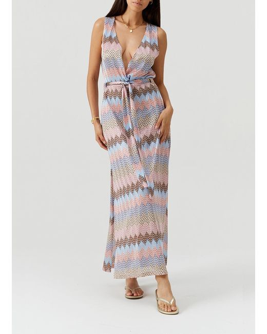 Melissa Odabash White Bria Zigzag Stripe Dress
