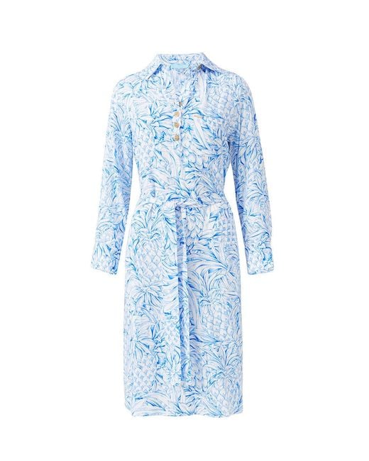 Melissa Odabash Blue Layla Pineapples Dress