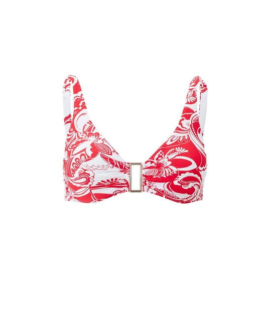 Odabash UK Red Bel Air Floral Bikini Top