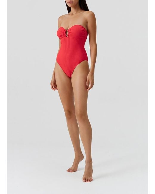 Odabash UK Red Cozumel Ribbed Swimsuit