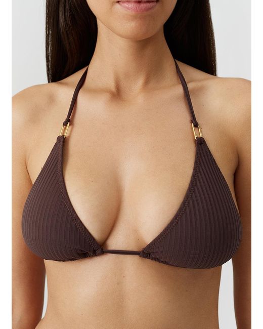 Melissa Odabash Brown Exclusive Cancun Ribbed Bikini Top