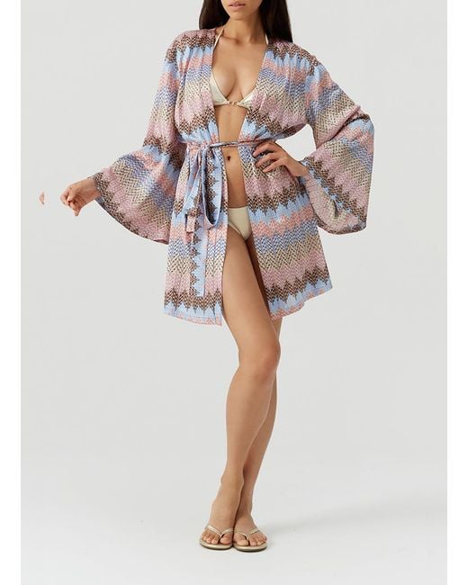 Melissa Odabash White Anna Zigzag Stripe Kaftan
