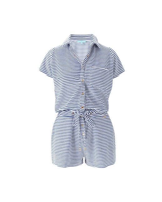 Melissa Odabash Blue Cheryl Stripe Playsuit