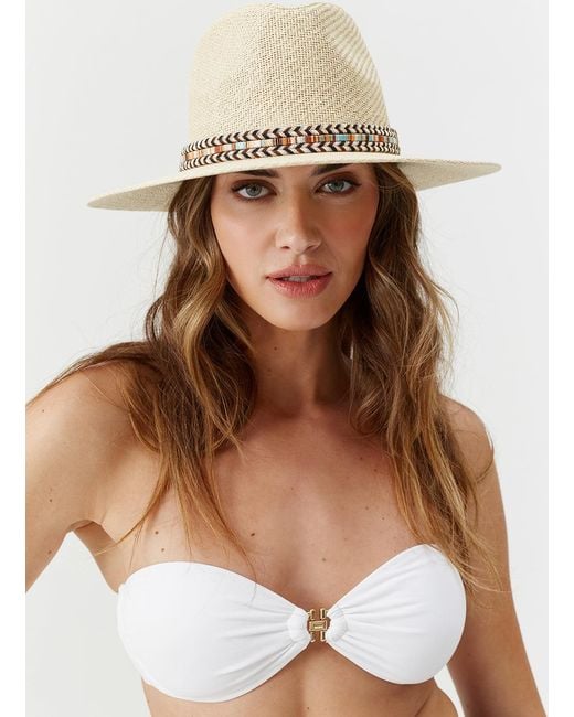 Melissa Odabash White Kate Ribbon Hat