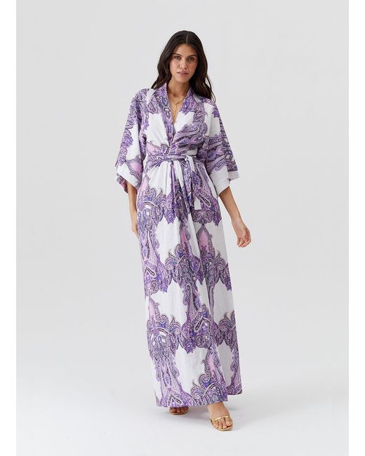 Melissa Odabash White Indria Amethyst Kaftan