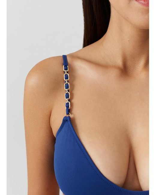 Melissa Odabash Blue Lima Marine Bikini Top