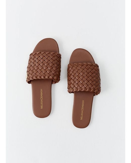 Melissa Odabash Brown Woven Dark Sliders