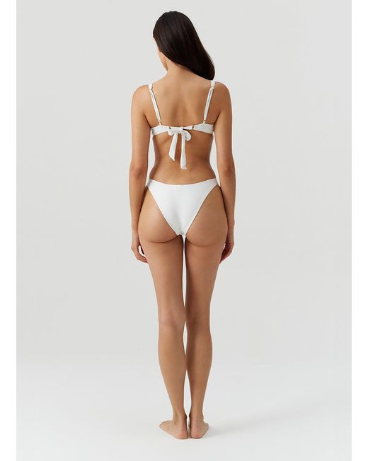 Melissa Odabash White Noto Cream Ribbed Bikini Top