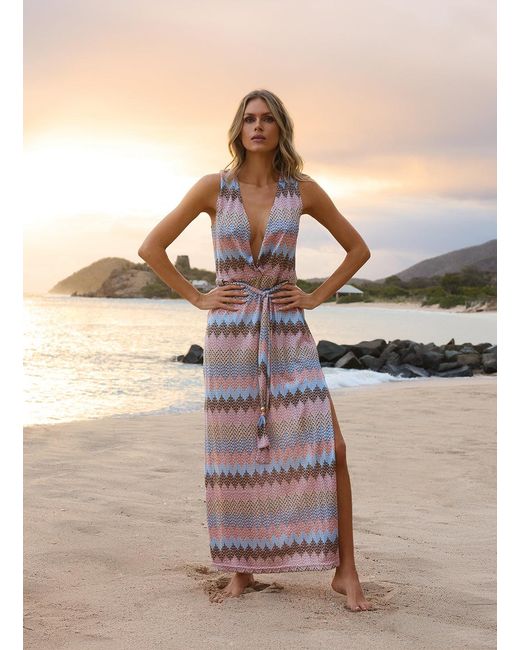 Melissa Odabash White Bria Zigzag Stripe Dress
