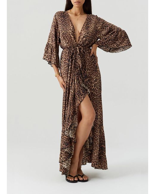 Melissa Odabash Natural Manon Cheetah Kaftan
