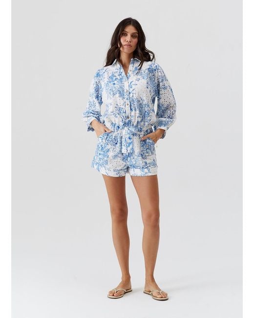 Melissa Odabash Blue Suri Coastal Playsuit