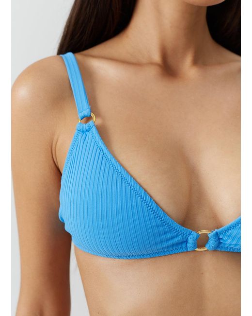 Melissa Odabash Blue Montenegro Ocean Ribbed Bikini Top