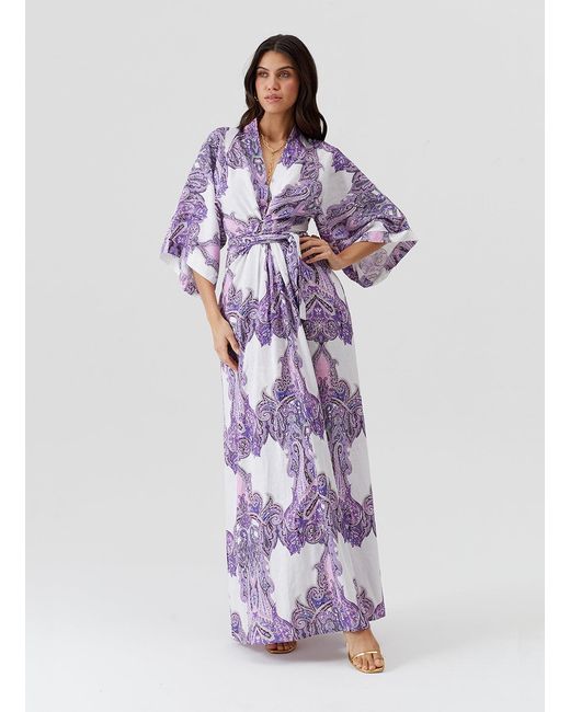 Melissa Odabash White Indria Amethyst Kaftan