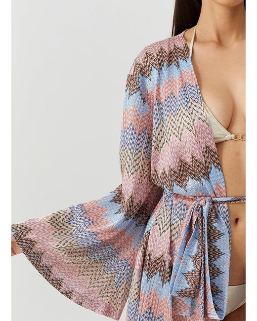 Melissa Odabash White Anna Zigzag Stripe Kaftan