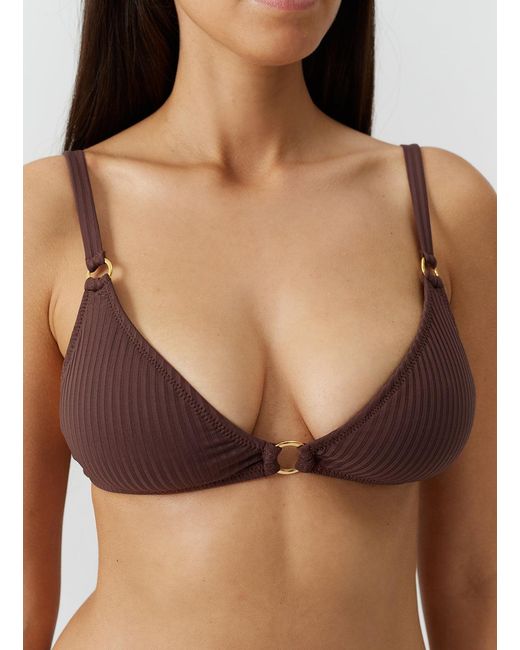 Melissa Odabash Brown Montenegro Ribbed Bikini Top