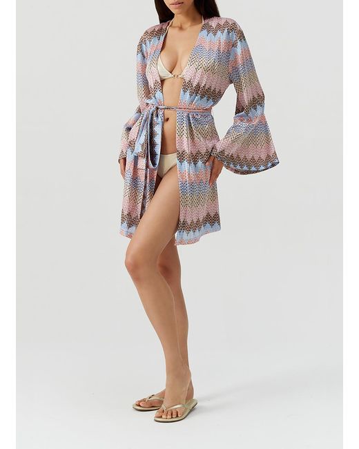 Melissa Odabash White Anna Zigzag Stripe Kaftan