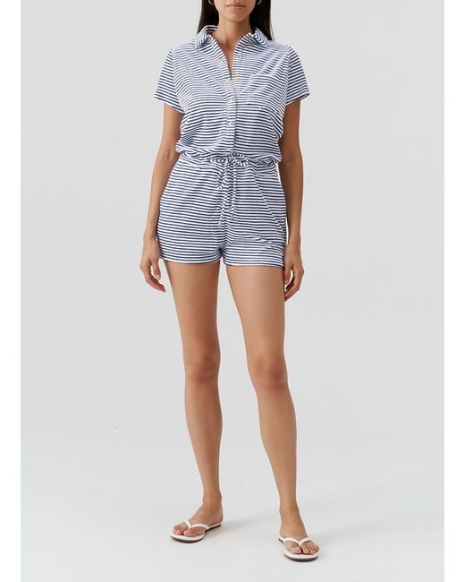 Melissa Odabash Blue Cheryl Stripe Playsuit