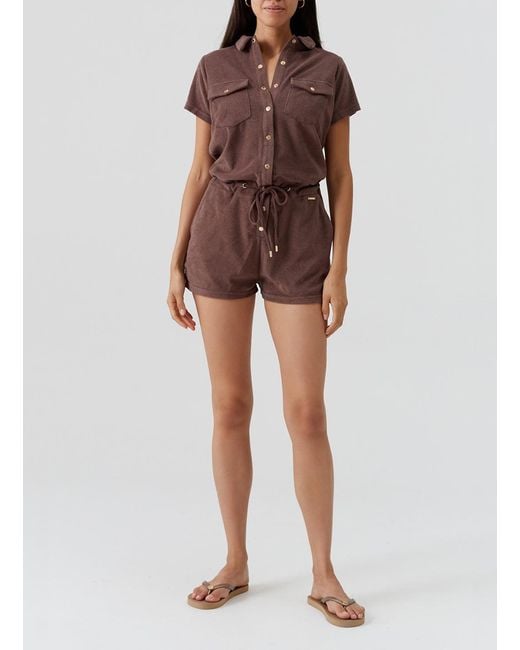 Melissa Odabash Brown Cheryl Coffee Playsuit