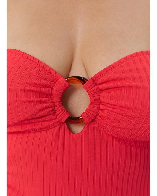 Odabash UK Red Cozumel Ribbed Swimsuit
