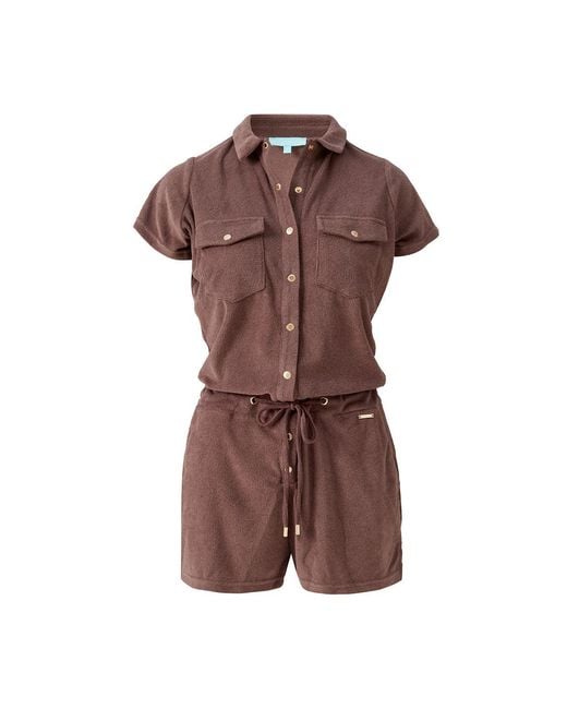 Melissa Odabash Brown Cheryl Coffee Playsuit