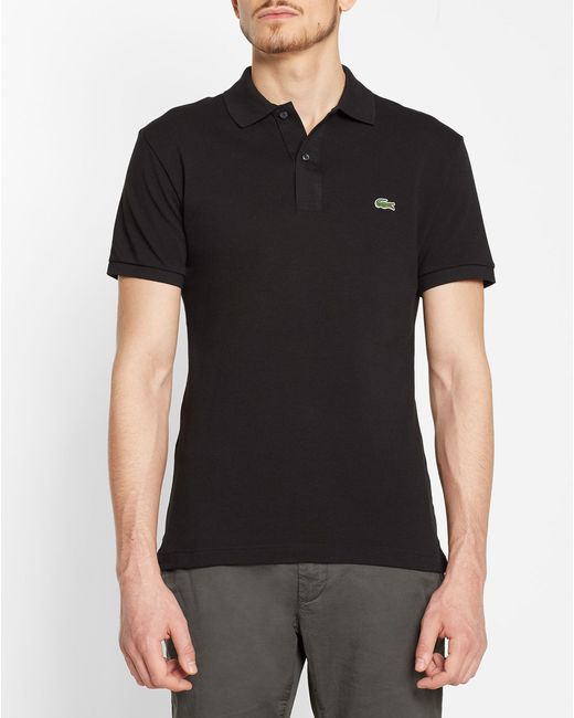 lacoste black slim fit polo
