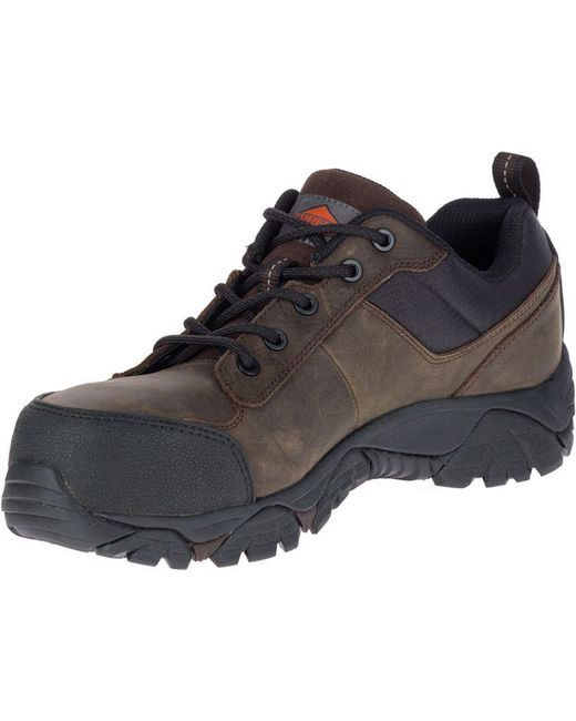 Merrell Moab Rover Lace Comp Toe Work Shoe Wide Width in Brown for Men ...