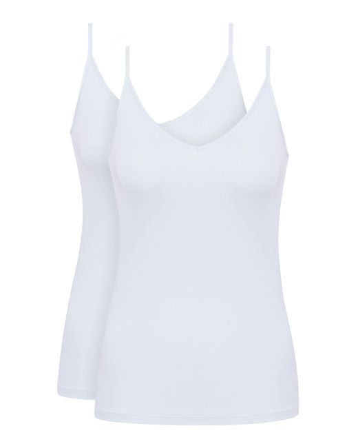 Mey White Spaghetti-Top | Doppelpack Serie Pure Sense Weiss