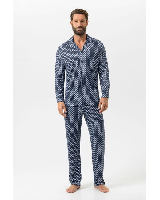 Mey Langer Pyjama Serie Scooter Venture Marine in Blue für Herren