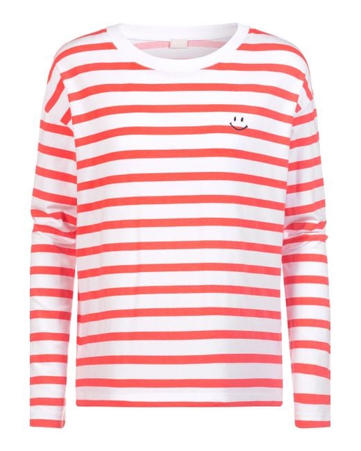 Mey Langarm-Shirt Serie Summer Stripes Red Lobster