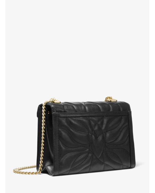 Lyst - Michael Kors Whitney Large Petal Quilted Leather Convertible Shoulder Bag in Black