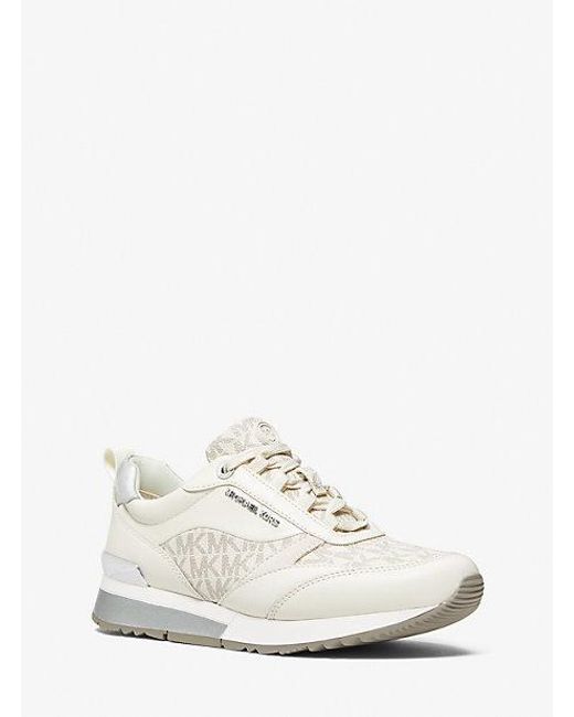 Michael Kors White Allie Stride Logo And Leather Trainer