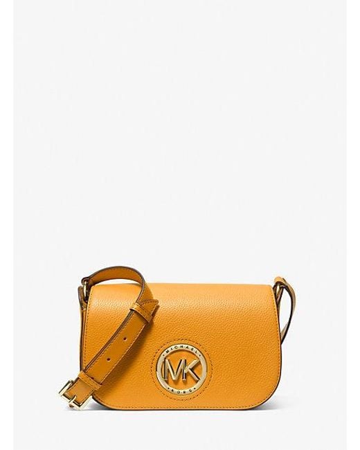 Michael Kors Samira Small Pebbled Leather Messenger Bag in Orange Lyst