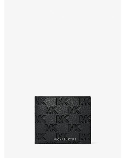 Michael Kors White Hudson Logo Embossed Leather Billfold Wallet And Passcase for men